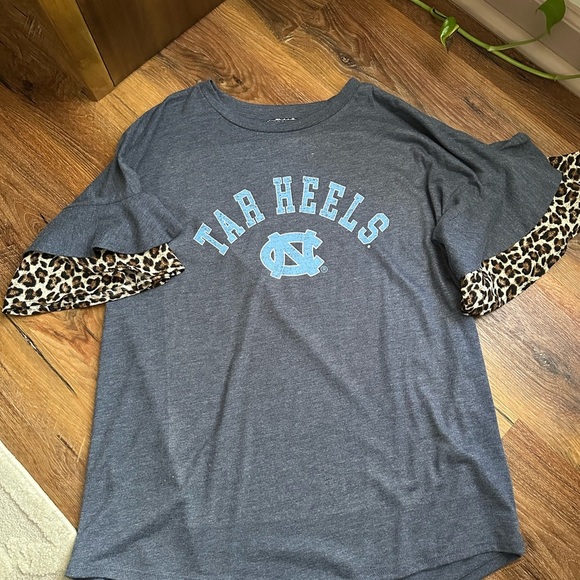 Gray Tar Heels Short Sleeve Tee with Leopard Accents - Picture 1 of 4